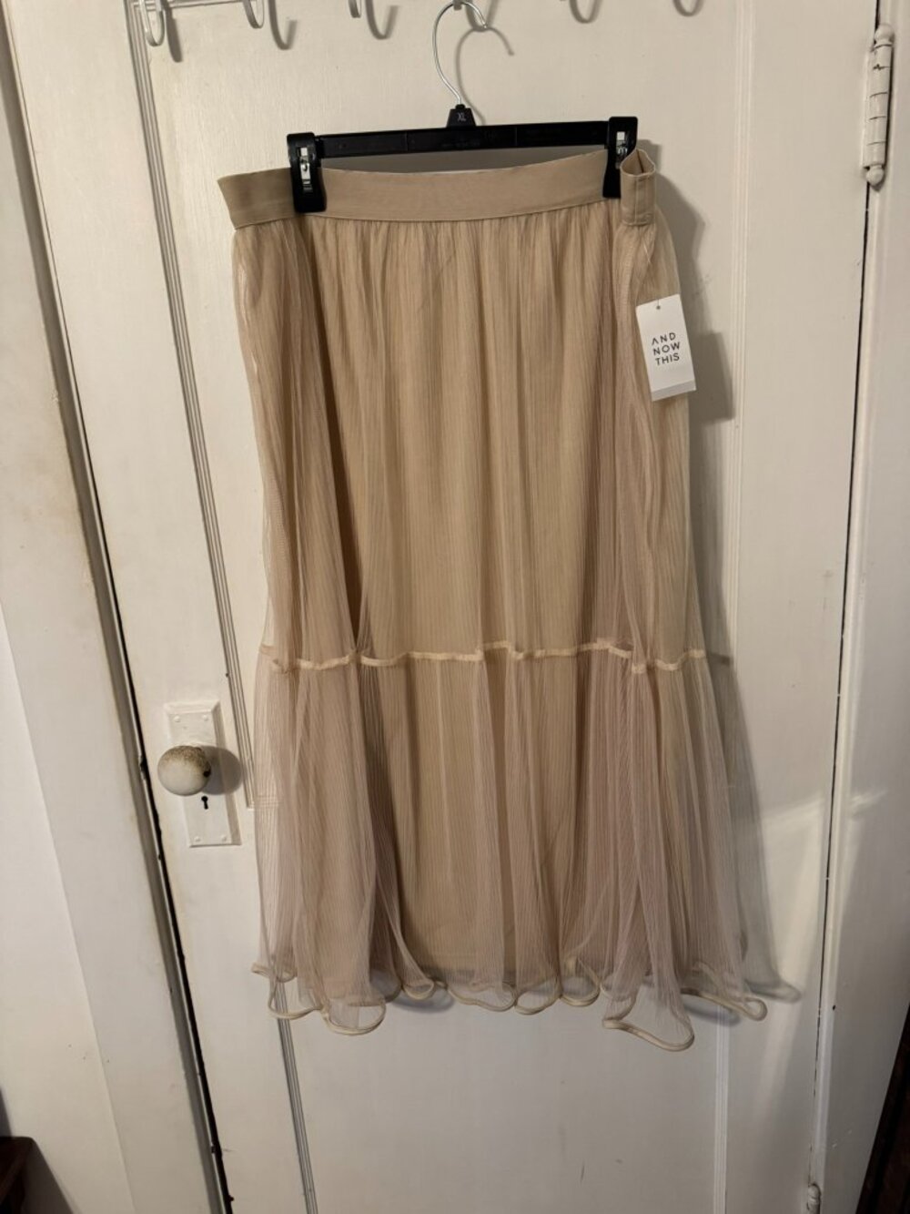 And Now This Cream Tulle Maxi Skirt.  Size XL.  NWT.